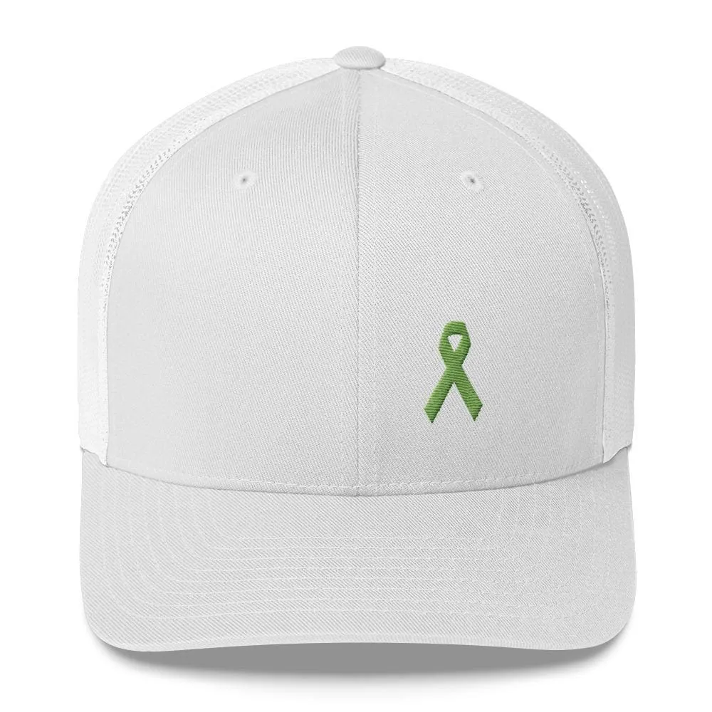 Lymphoma Awareness Snapback Trucker Hat with Green Ribbon