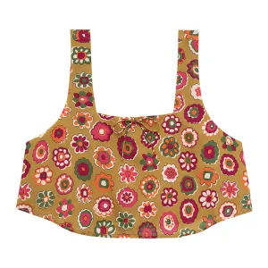 Mazzy Floral Silk Square Neck Crop Top
